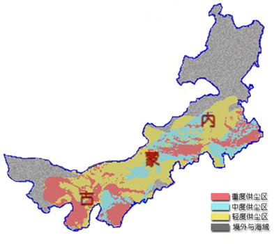 華北地區沙塵災害影響區域地面(miàn)供塵