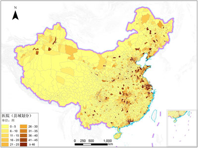 全國(guó)縣級醫院分布數據